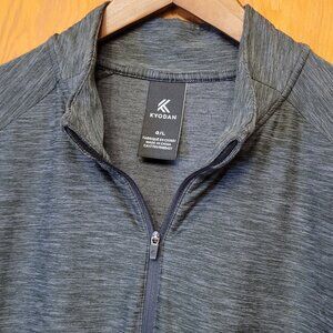 Kyodan Quarter Zip Athletic Pullover Size L Charcoal Grey — Thumbholes, Side Zip